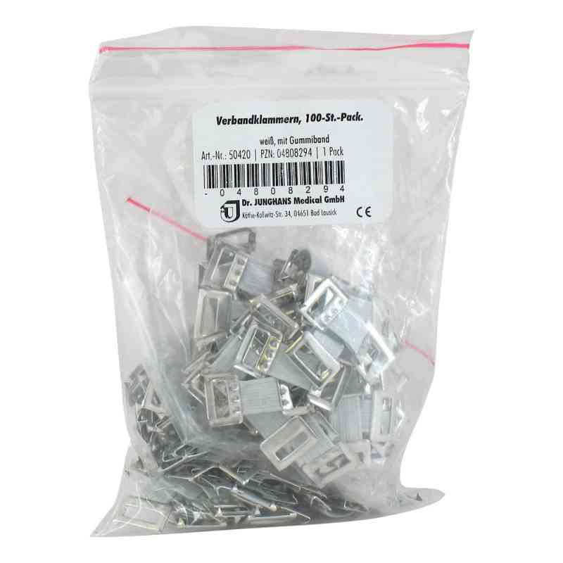 Verbandklammern mit Gummiband weiss 50420 100 stk von Dr. Junghans Medical GmbH PZN 04808294
