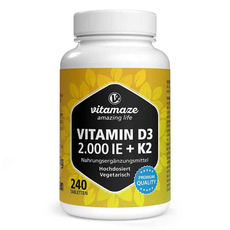 Vitamin D3 2000 IE + K2 Tabletten 240 stk von Vitamaze GmbH PZN 19460075