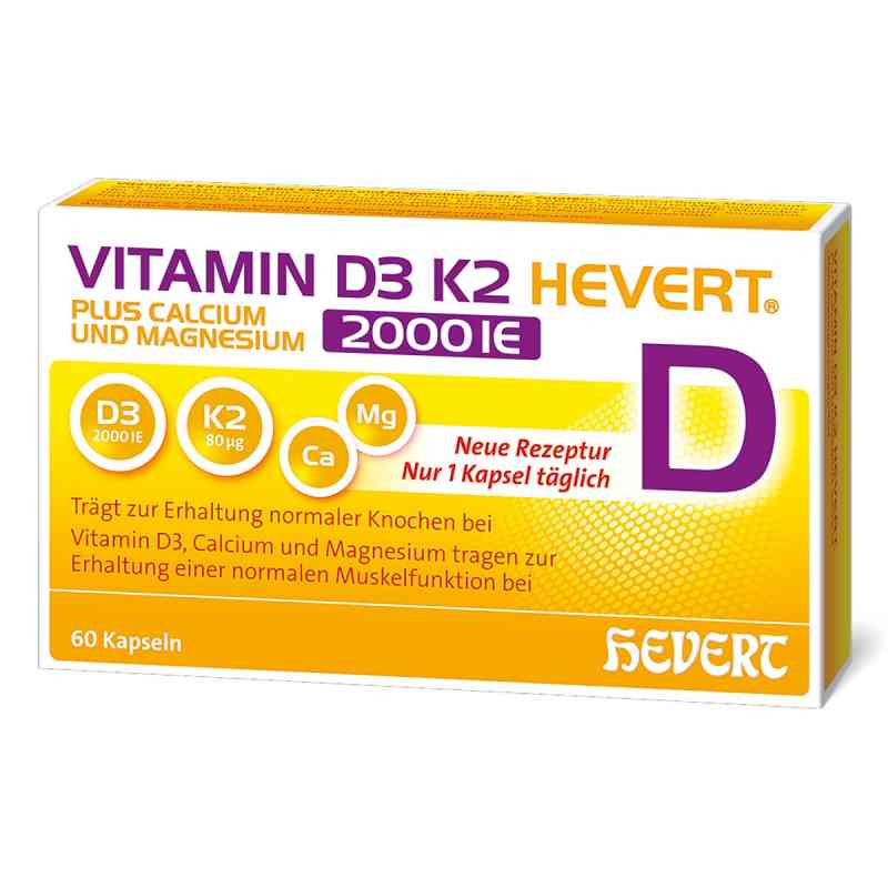 Vitamin D3 K2 Hevert + Calcium und Magnesium 2000 IE Kapseln 60 stk von Hevert-Arzneimittel GmbH & Co. KG PZN 19295682