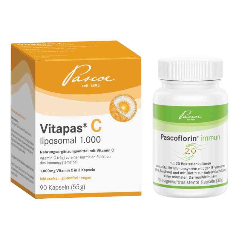 Vitapas C liposomal 1.000 + Pascoflorin immun Kapseln 90 + 60 stk von Pascoe Vital GmbH PZN 08105636