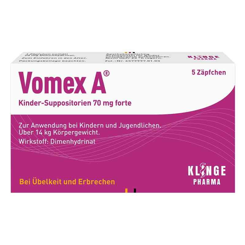 Vomex A Kinder Zäpfchen 70mg forte 5 stk von Klinge Pharma GmbH PZN 11091649