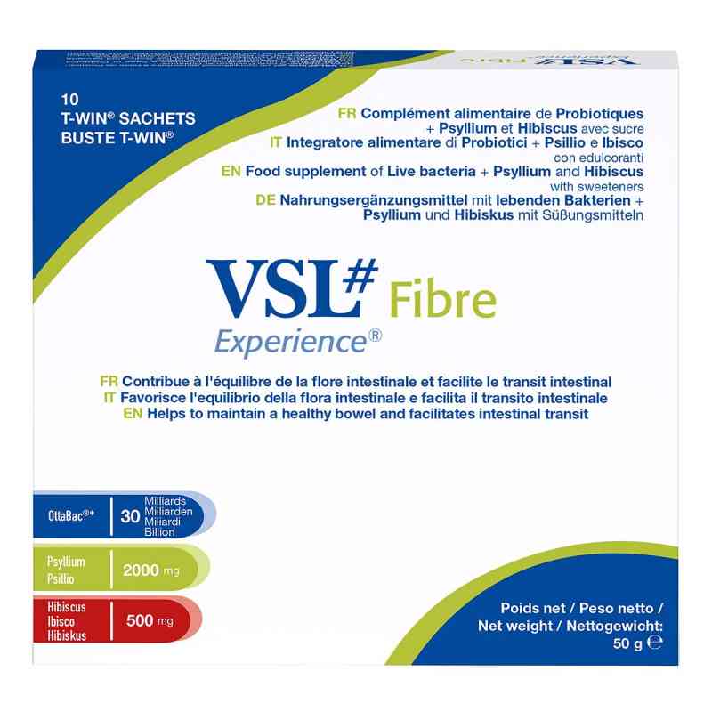 VSL# Fibre Hochdosierte Bakterien mit Psyllium und Hibiskus 10 stk von Heilpflanzenwohl GmbH PZN 19412225