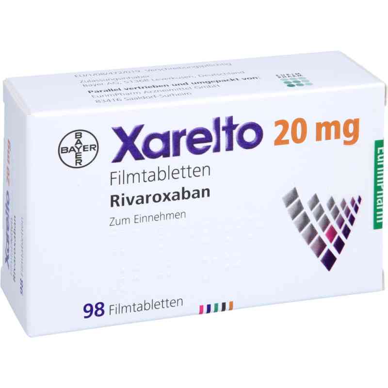 Xarelto 20 mg Filmtabletten 98 stk von EurimPharm Arzneimittel GmbH PZN 10200929