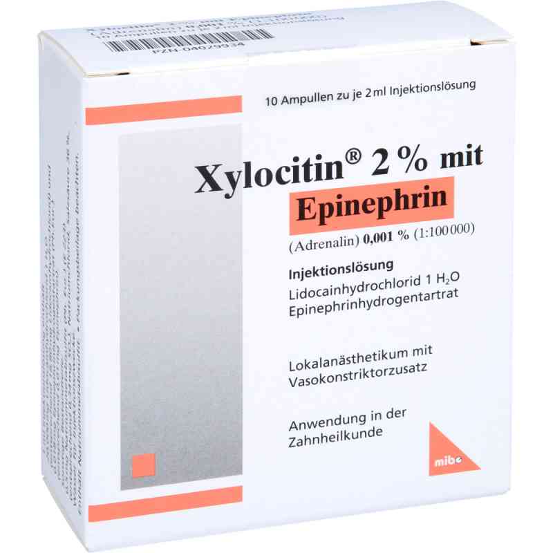 Xylocitin 2% mit Epinephrin 0,001% Ampullen 10 stk von MIBE GmbH Arzneimittel PZN 04029934