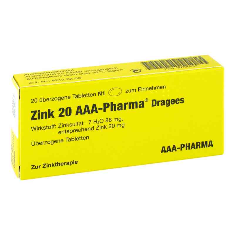 Zink 20 Aaa-pharma Dragees 20 stk von AAA - Pharma GmbH PZN 00790054