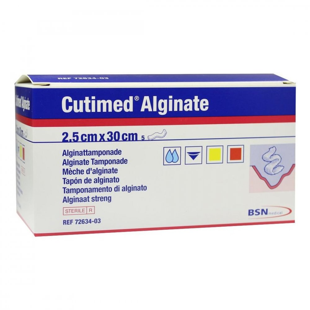 Cutimed Alginate Alginattamponade 2,5x30cm 5 stk