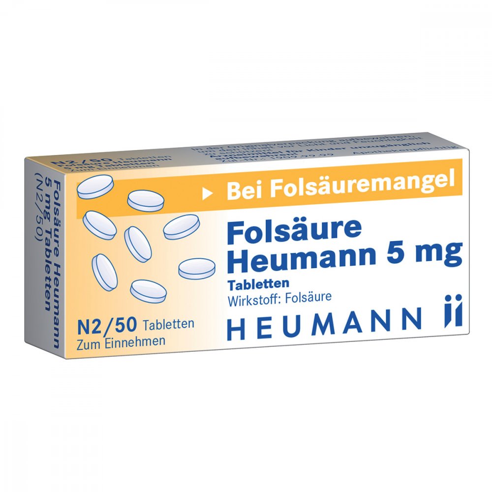 Folsäure Heumann 5 mg Tabletten 50 stk – Apotheke.de