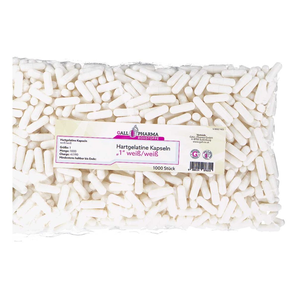 Hartgelatinekapseln Größe 1 Weiß/weiß 1000 stk