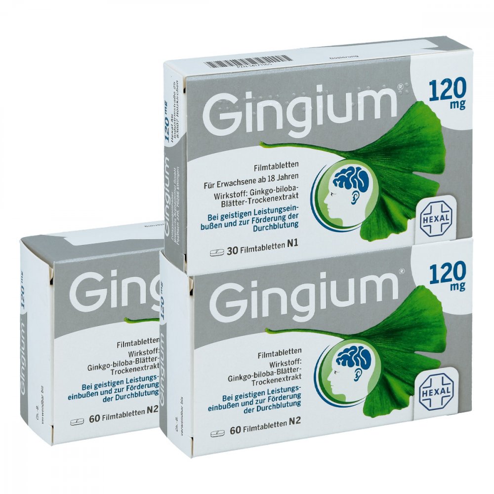 2x Gingium 120mg (60stk) + Gingium 120mg (30stk) 3 Pck