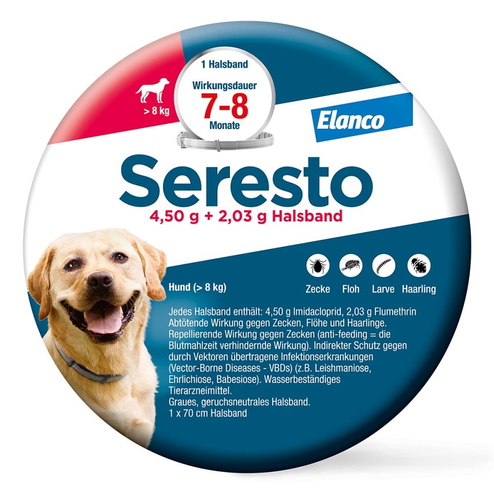 Seresto Halsband für Hunde über 8 kg gegen Zecken und Flöhe