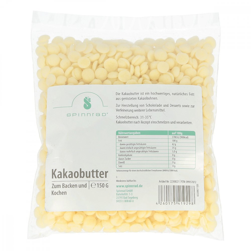 Kakaobutter Pellets zum Backen 150 g