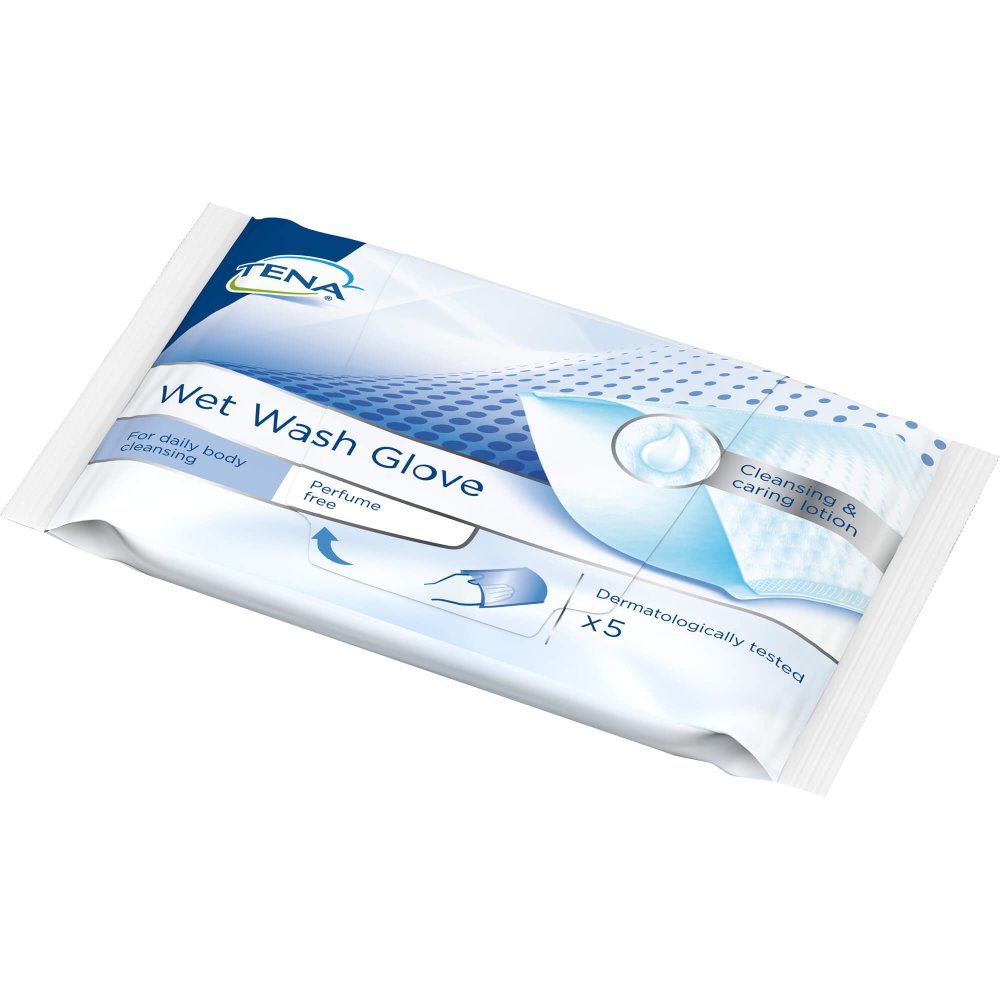 Tena Wet Wash Glove Parfümfrei 15x23 Cm Blau