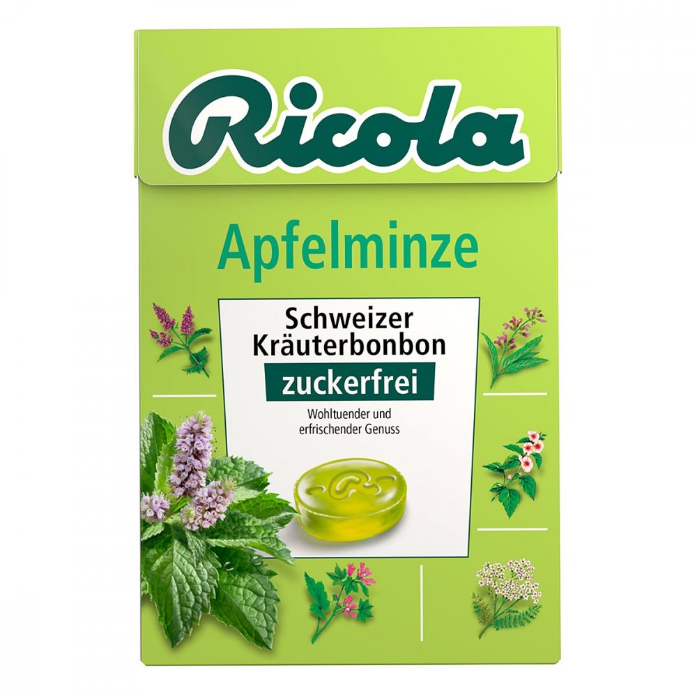 Ricola ohne Zucker Box Apfelminze Bonbons 50 g