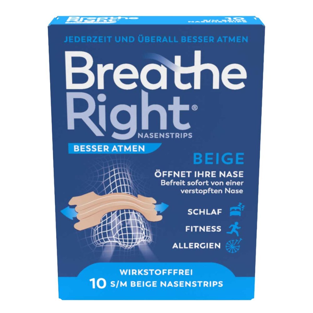 Besser Atmen Breathe Right Nasenstrips beige 10 stk