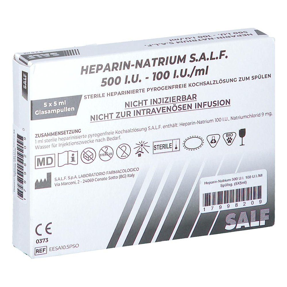 Heparin-natrium 500 U.i. 100 U.i./ml Spüllsg. 5X5 ml