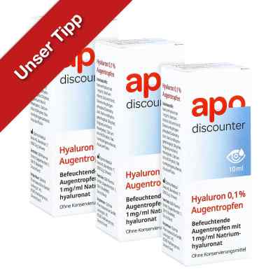 Hyaluron 0,1% Augentropfen von apodiscounter 3x10 ml von GIB Pharma GmbH PZN 08101987