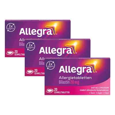 Allegra Allergie & Heuschnupfen Schmelztabletten mit Bilastin 3x20 stk von A. Nattermann & Cie GmbH PZN 08104469