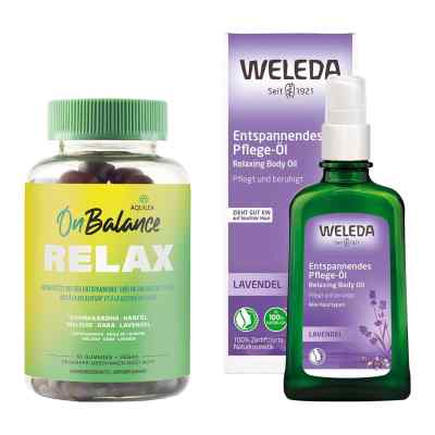 Aquilea Onbalance Relax Gummies + Weleda Lavendel Pflege-Öl 1 Set von  PZN 08107453