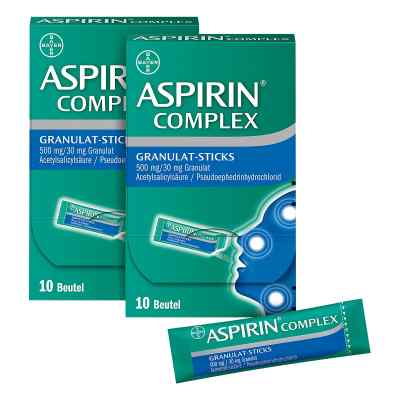 Aspirin Complex Granulat-Sticks 500mg/30 mg 2x10 stk von Bayer Vital GmbH PZN 08102356
