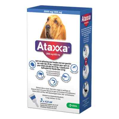 Ataxxa 2000 mg/400 mg Lösung zum Auftropfen für Hunde über 25kg 3 stk von TAD Pharma GmbH PZN 17855243