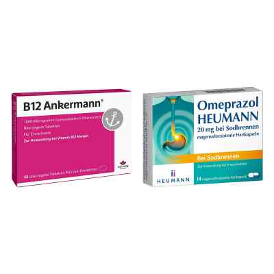 B12 Ankermann überzogene Tabletten + Omeprazol Heumann 20 Mg B.s 1 Set von  PZN 08105432