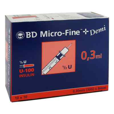 Bd Micro-fine+ U 100 Ins.spr. 0,3x8 mm 100 stk von embecta GmbH PZN 04144150