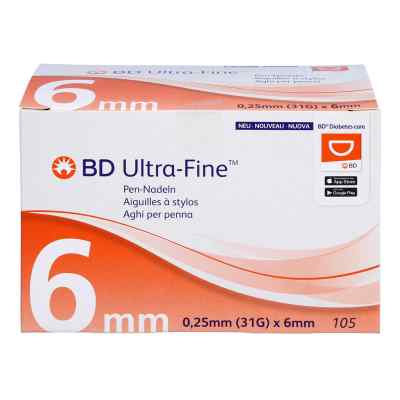 Bd Ultra-fine Pen-nadeln 6 Mm 31 G 0,25 Mm 105 stk von Acti Medi GmbH PZN 17831320