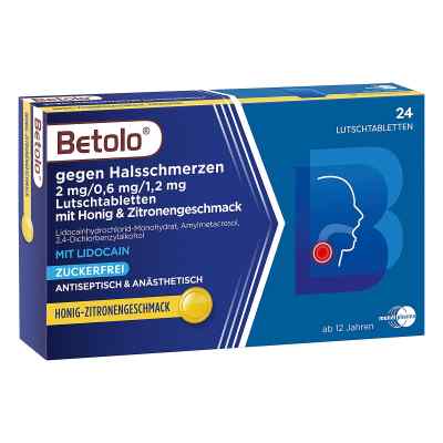 Betolo gegen Halsschmerzen Lutschtabletten Honig-Zitrone 24 stk von HERMES Arzneimittel GmbH PZN 18489208