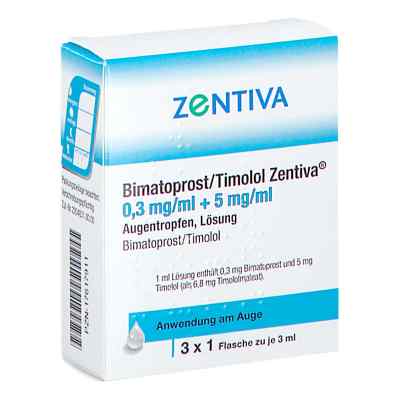 Bimatoprost/timolol Zentiva 0,3mg/ml + 5mg/ml Atr 3X3 ml von Zentiva Pharma GmbH PZN 17617911