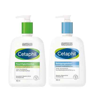 Cetaphil Feuchtigkeitslotion + Reinigungslotion 2x460 ml von Galderma Laboratorium GmbH PZN 08105020