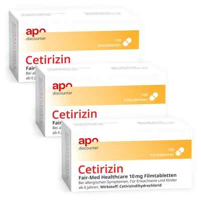 Cetirizin 10 mg von apodiscounter 3x100 stk von Fairmed Healthcare GmbH PZN 08102908