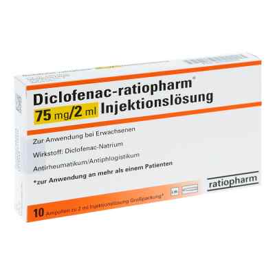 Diclofenac ratiopharm 75 mg/2 ml iniecto lsg. Ampullen 10 stk von ratiopharm GmbH PZN 03788299