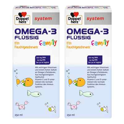 Doppelherz Omega-3 Flüssig Family System 2x250 ml von Queisser Pharma GmbH & Co. KG PZN 08104502