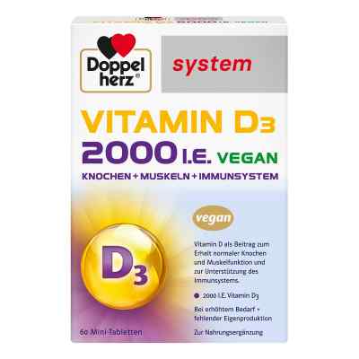 Doppelherz Vitamin D3 2000 I.E. Vegan System Tabletten  60 stk von Queisser Pharma GmbH & Co. KG PZN 19903414