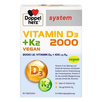 Doppelherz Vitamin D3 2000+k2 system Tabletten 60 stk von Queisser Pharma GmbH & Co. KG PZN 14063814