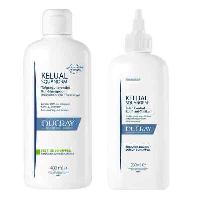 Ducray Shampoo Fettige Schuppen 400ml + Tonikum 200ml 1 Pck von PIERRE FABRE DERMO KOSMETIK GmbH PZN 08104279