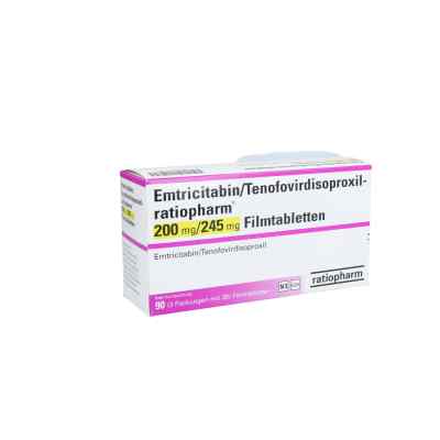 Emtricitabin/tenofovir ratiopharm 200mg/245mg Fta 3X30 stk von ratiopharm GmbH PZN 12724430