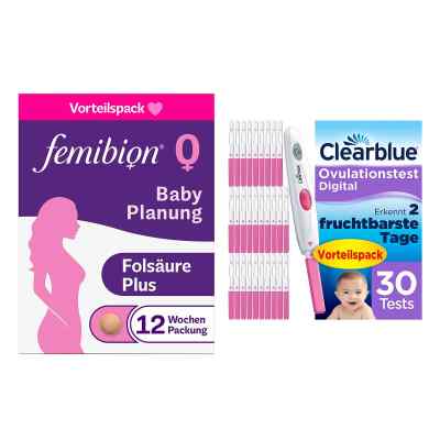 Femibion 0 Babyplanung + Clearblue Ovulationstest Digital 1 Pck von WICK Pharma - Zweigniederlassung der Procter & Gam PZN 08103124
