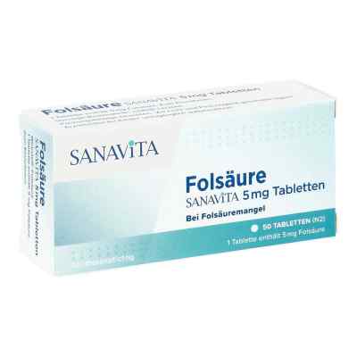 Folsäure Sanavita 5 mg Tabletten 50 stk von SANAVITA Pharmaceuticals GmbH PZN 14416359