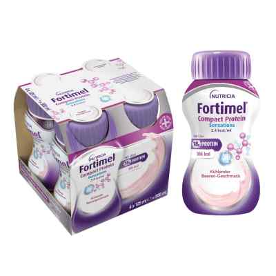 Fortimel Compact Protein 2.4 kcal kühlende Beere 4X125 ml von Danone Deutschland GmbH PZN 19490662