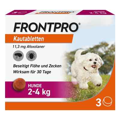 Frontpro Kautabletten gegen Zecken und Flöhe für Hunde 2-4 kg 3 stk von Boehringer Ingelheim VETMEDICA G PZN 18654274