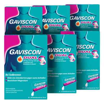 GAVISCON Dual 500 mg, 213 mg, 325 mg Suspension Dosierbeutel 6x24x10 ml von Reckitt Benckiser Deutschland GmbH PZN 08100016