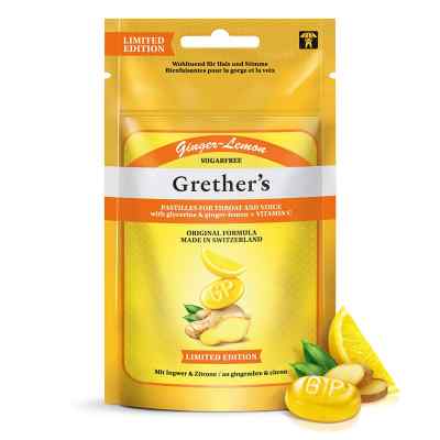 Grethers Ginger Lemon Zuckerfrei Pastillen Beutel Refill 75 g von Hager Pharma GmbH PZN 19199866