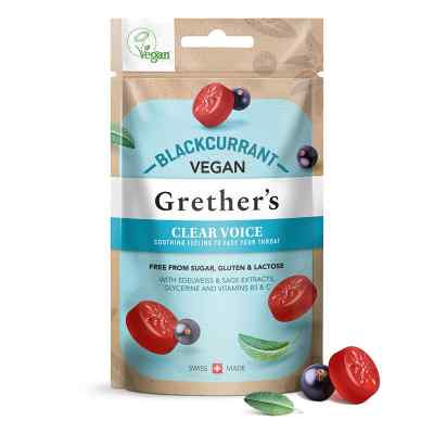 Grethers Vegan Clear Voice Blackcurrant Pastillen 45 g von Hager Pharma GmbH PZN 18727352