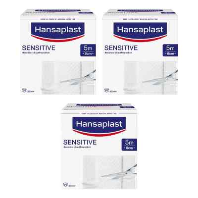 Hansaplast Sensitive Pflaster 8 cm x 5 m Rolle 3x1 stk von Beiersdorf AG PZN 08104846