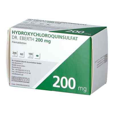 Hydroxychloroquinsulfat Doktor eberth 200 mg Filmtabletten 100 stk von Dr. Friedrich Eberth Arzneimitte PZN 13747249