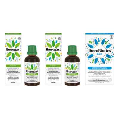 Iberogast Classic 2x50 ml + Iberobiotics Zen Kapseln 2x14 Stück 1 Set von Bayer Vital GmbH PZN 08102846