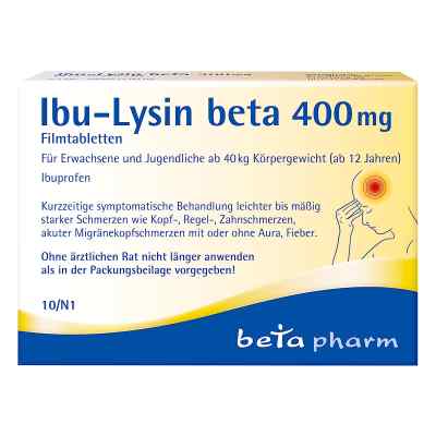 Ibu-lysin Beta 400 mg Filmtabletten 10 stk von betapharm Arzneimittel GmbH PZN 19101123