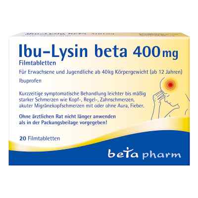 Ibu-lysin Beta 400 mg Filmtabletten 20 stk von betapharm Arzneimittel GmbH PZN 19101146