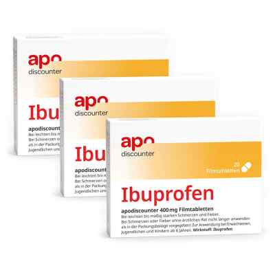 Ibuprofen 400 mg Schmerztabletten von apodiscounter 3x20 stk von JUTA Pharma GmbH PZN 08105916